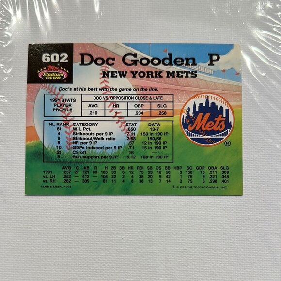 Topps Stadium Club Doc Gooden Card - Blue and White mint condition - Picture 3 of 3